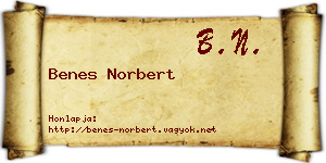 Benes Norbert névjegykártya
